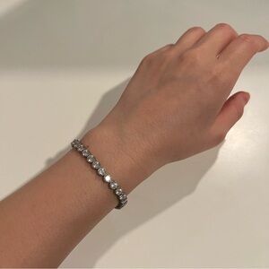 Diamonique Elegant Silver Tennis Bracelet